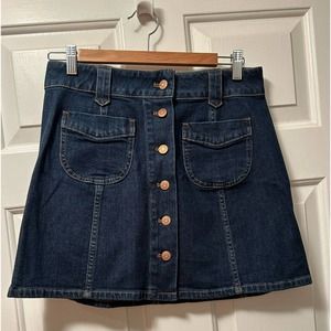 Madewell Button Front Blue Denim Skirt, Size 6